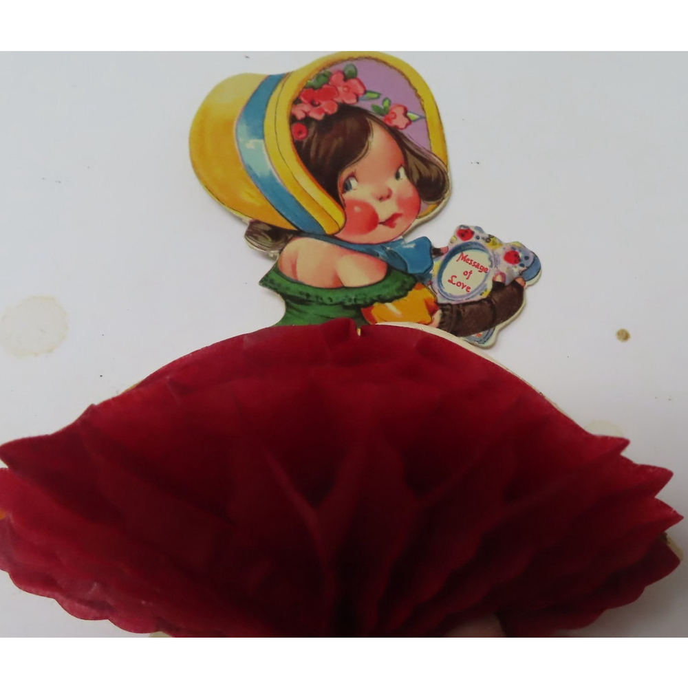 Vintage 1927 TO MY VALENTINE Stand Up Accordian Girl Free Shipping